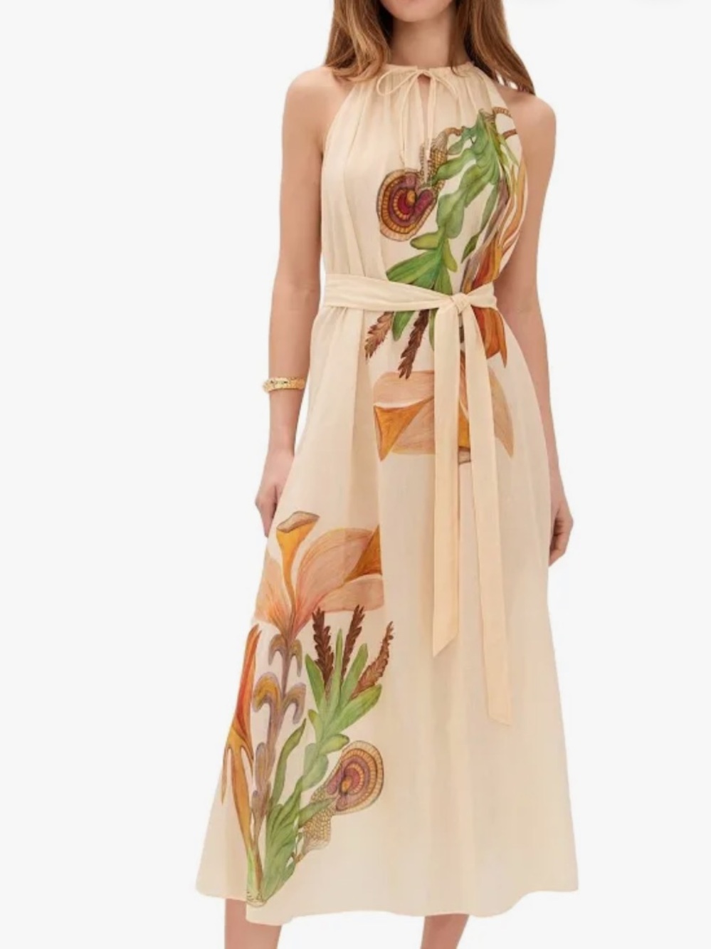 Ulla Johnson NWT Elara Sleeveless Cover UP Cream Chemise with Botanical Print M